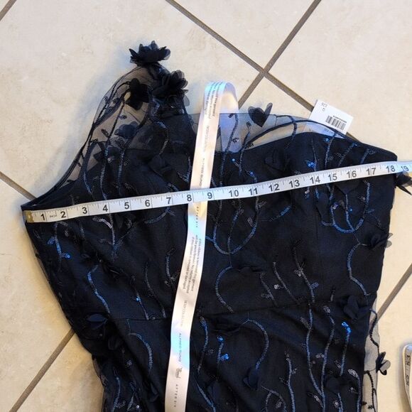 NWT Dessy Collection 3D Sequin Embroidery Dress Midnight Navy Blue Size 14 - Picture 4 of 15